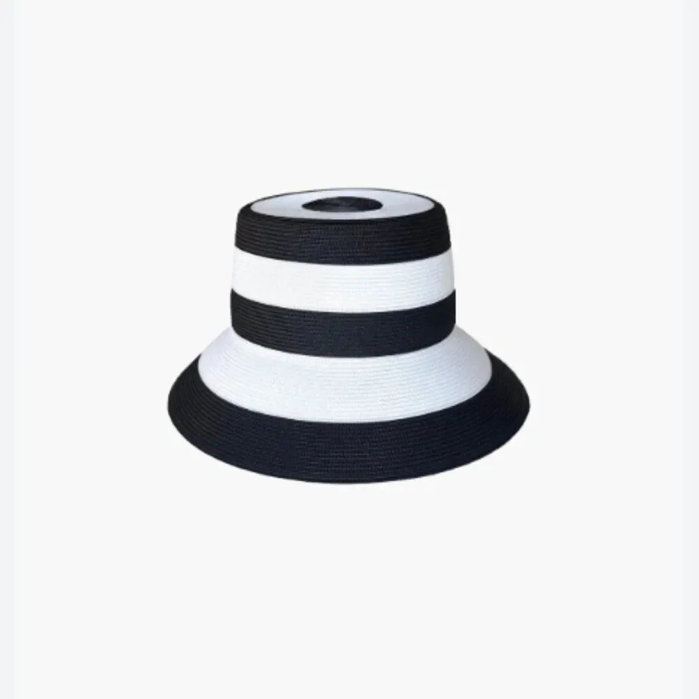NWT Eric Javits Women’s Stripe Bucket Straw Hat Packable - Picture 3 of 6